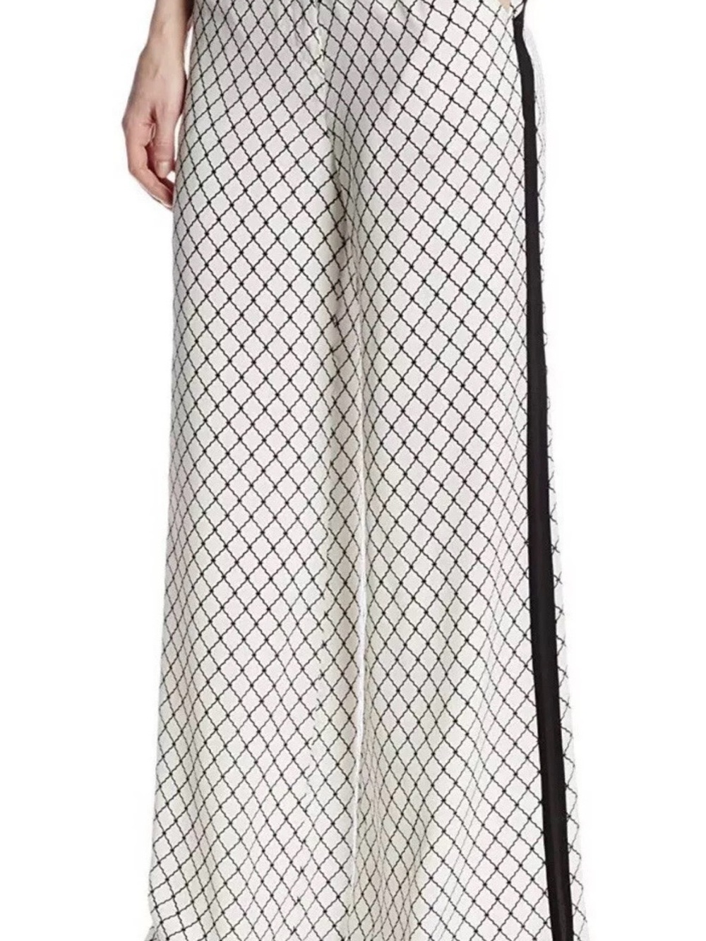 aryn K Women's Lattice Print Wide Leg Pant Silk Size M